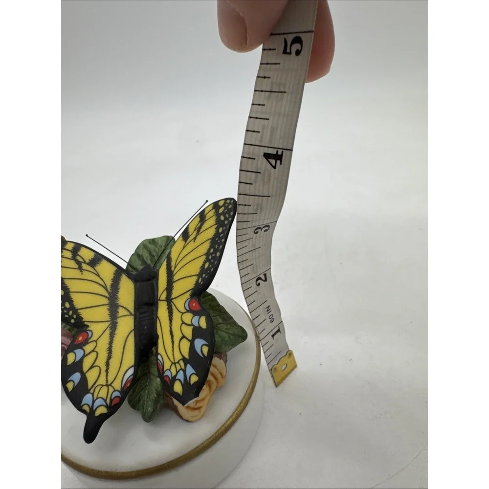Vntg Lefton Butterfly Glass Trinket Box Vanity Dish 1992 3